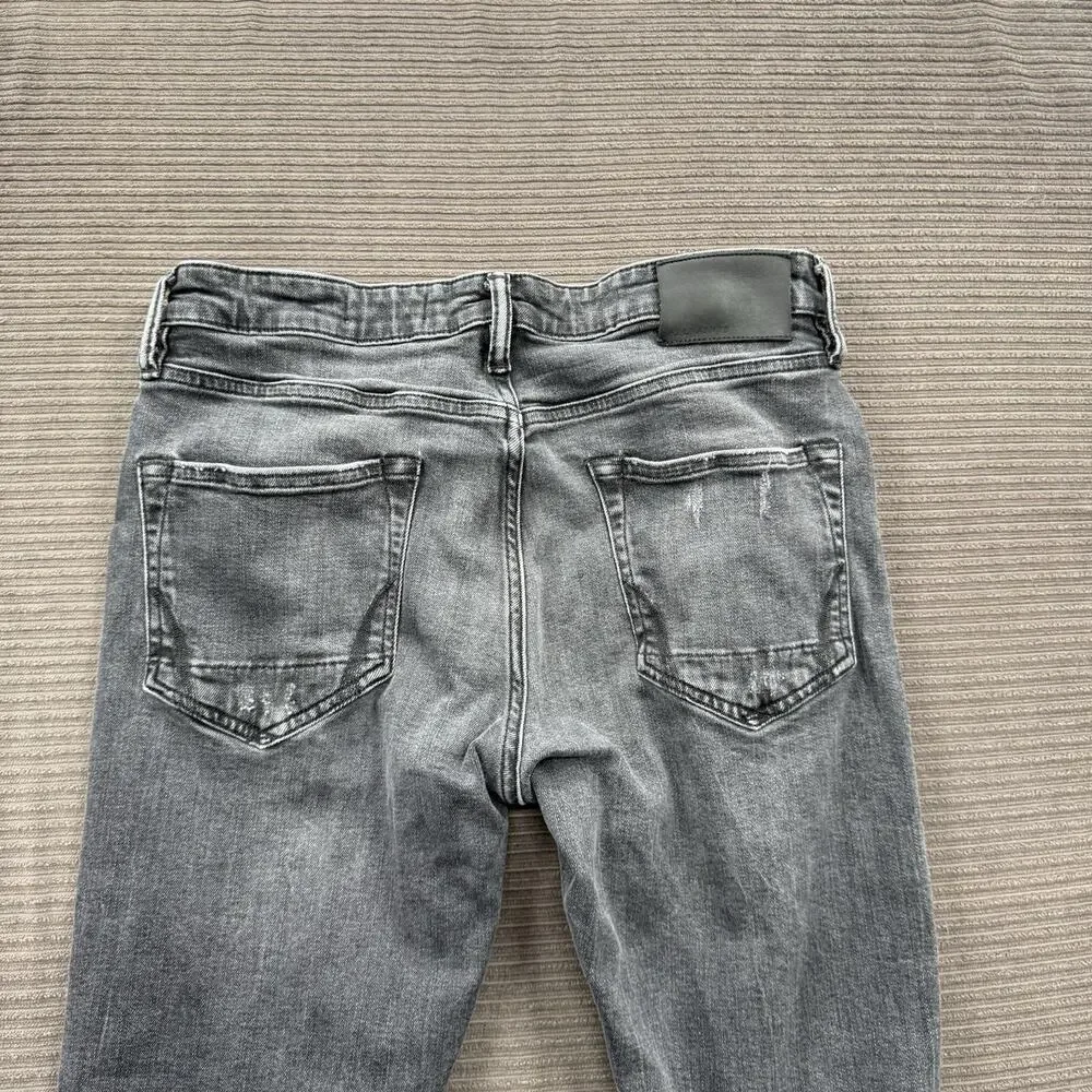 AllSaints Rex Jeans‎ Men 30/26 Gray Cotton Button Fly Distressed Designer.